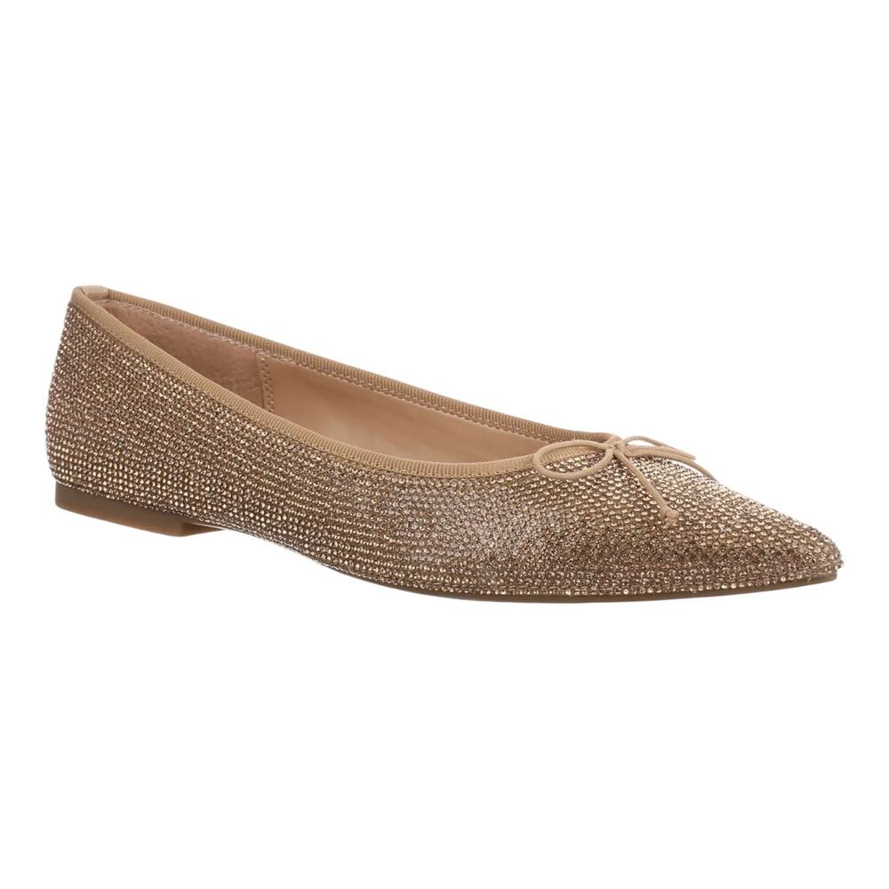 INC Persie Bow Sparkly Flats Gold Bling Size 6